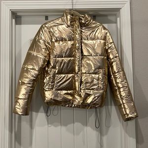DELUC Gold Puffer Jacket, Warm AND fun! Size XS